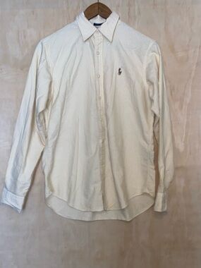 Ralph Lauren Cream Shirt with Subtle Light Gray Pinstripes